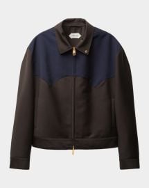 Colorblocked Wool/Mohair Zip-Up Blouson Jacket at Neiman Marcus
